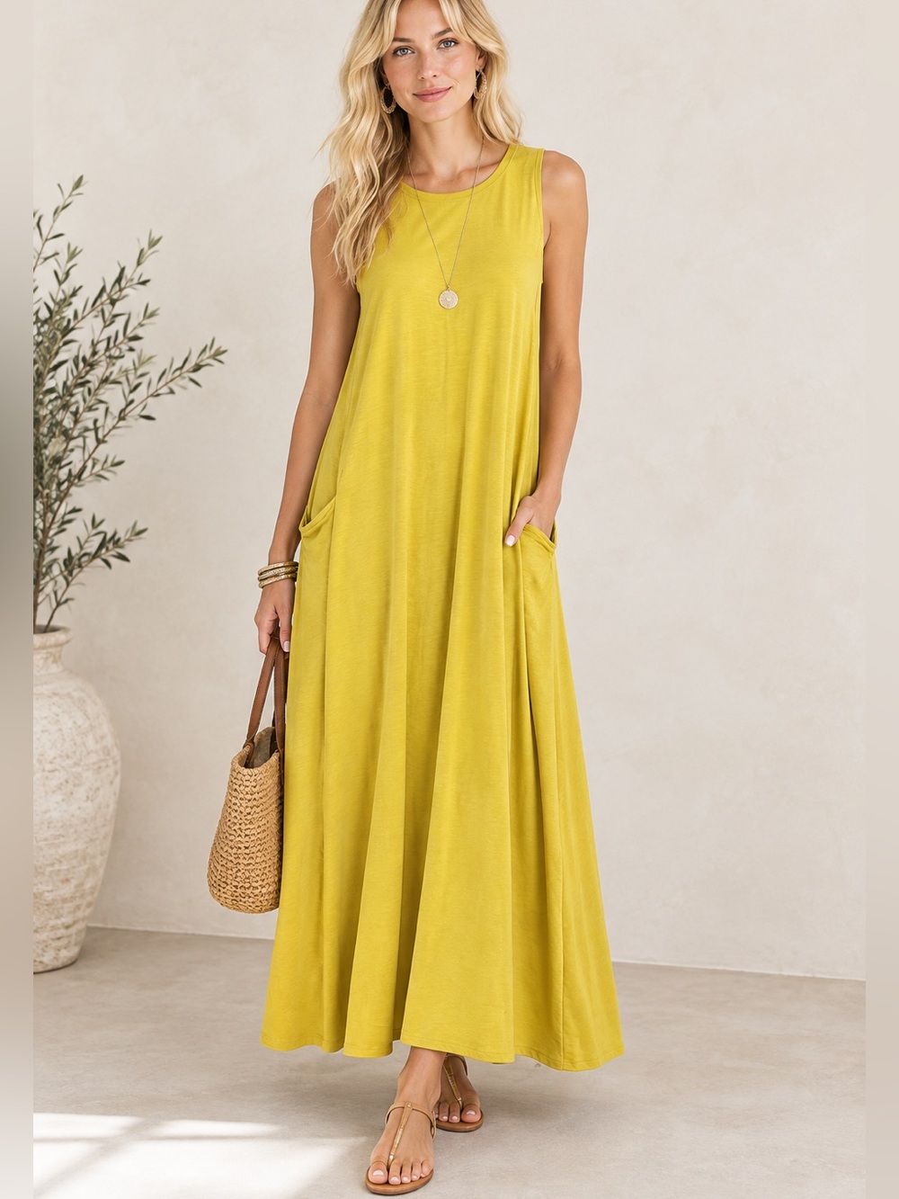 J.Jill Wearever Knit A-Line Maxi Dress XL Stretch Pop Over Everyday Flowy
